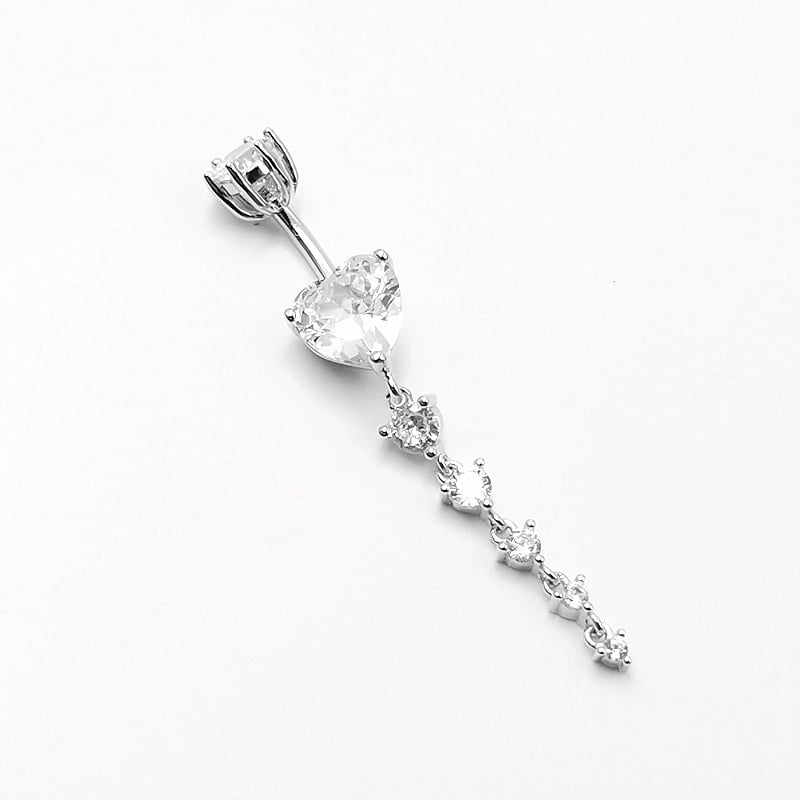 S925 ezüst köldökgyűrű szív alakú, retro uniszex, elektroplating