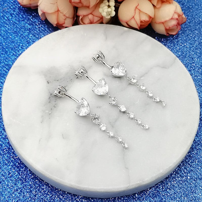 S925 ezüst köldökgyűrű szív alakú, retro uniszex, elektroplating