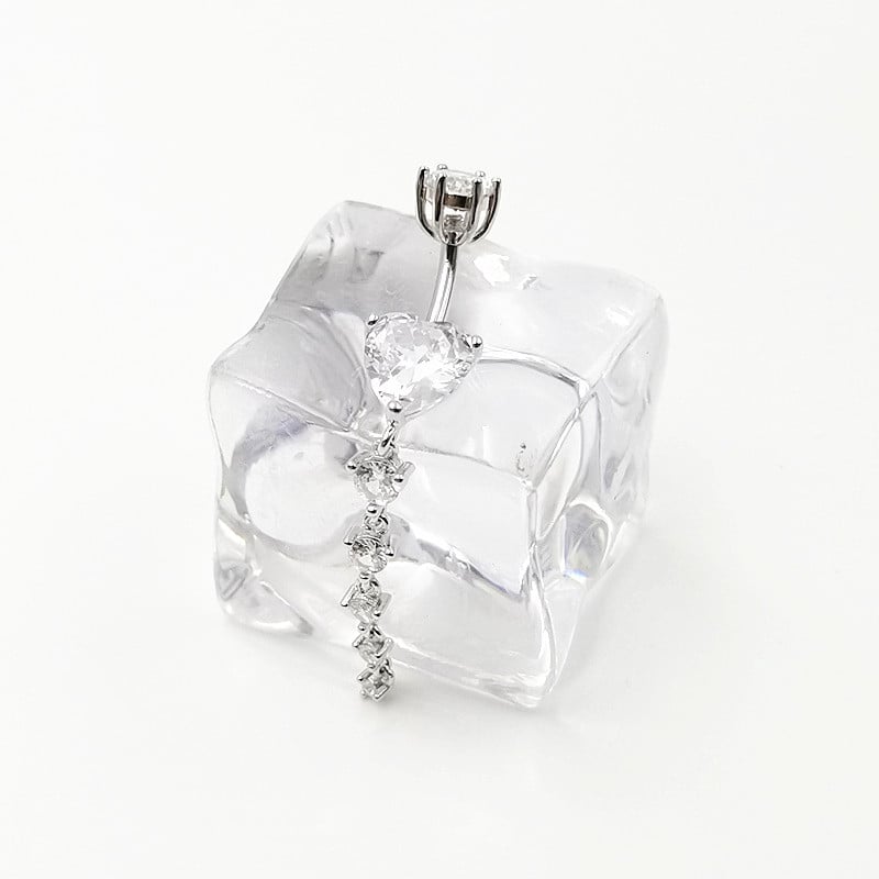 S925 ezüst köldökgyűrű szív alakú, retro uniszex, elektroplating