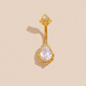 Prsten za pupak sa cirkonima, bakar, kapljastog oblika, ženstven dizajn koji nije konvencionalan