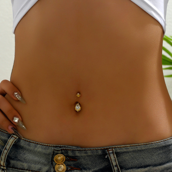 Prsten za pupak sa cirkonima, bakar, kapljastog oblika, ženstven dizajn koji nije konvencionalan