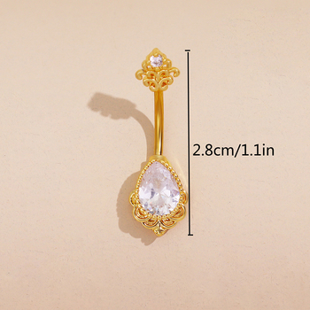 Prsten za pupak sa cirkonima, bakar, kapljastog oblika, ženstven dizajn koji nije konvencionalan