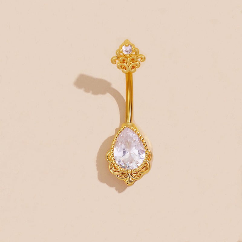 Prsten za pupak sa cirkonima, bakar, kapljastog oblika, ženstven dizajn koji nije konvencionalan