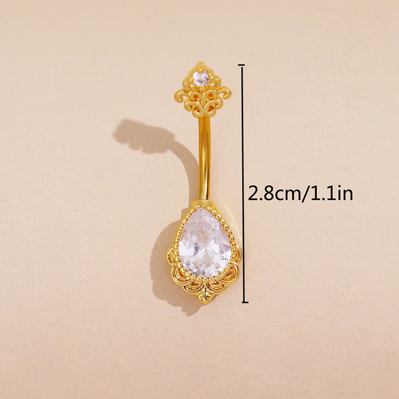 Prsten za pupak sa cirkonima, bakar, kapljastog oblika, ženstven dizajn koji nije konvencionalan