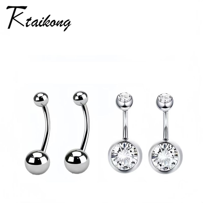 Δαχτυλίδι ομφαλού από τιτάνιο κράμα G23, ζιρκόνιο ενθέτο, γεωμετρικός σχεδιασμός, unisex