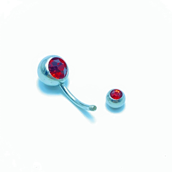 Navel piercing od nehrđajućeg čelika, okrugli oblik, s dijamantima, ženska moda