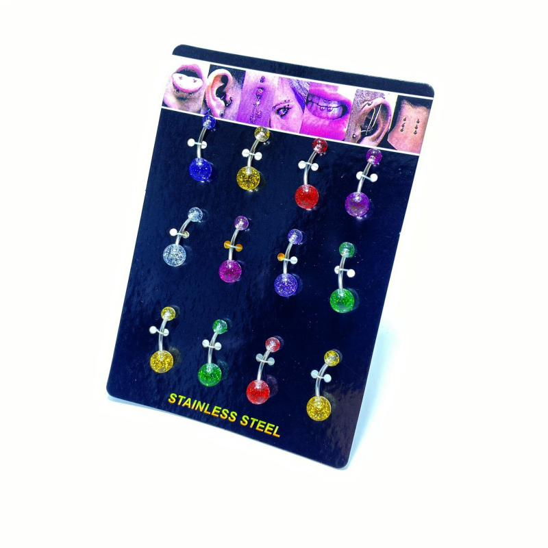 Set nakita za pupak od nehrđajućeg čelika, kružni dijelovi za pupak, ženski modni stil, obradom ljepilom