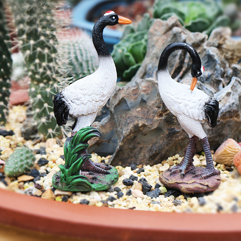 Ornament mini peisaj din rășină cu barza – Material: rășină; Design: animale; Personalizare: Da; Stil: pastoral