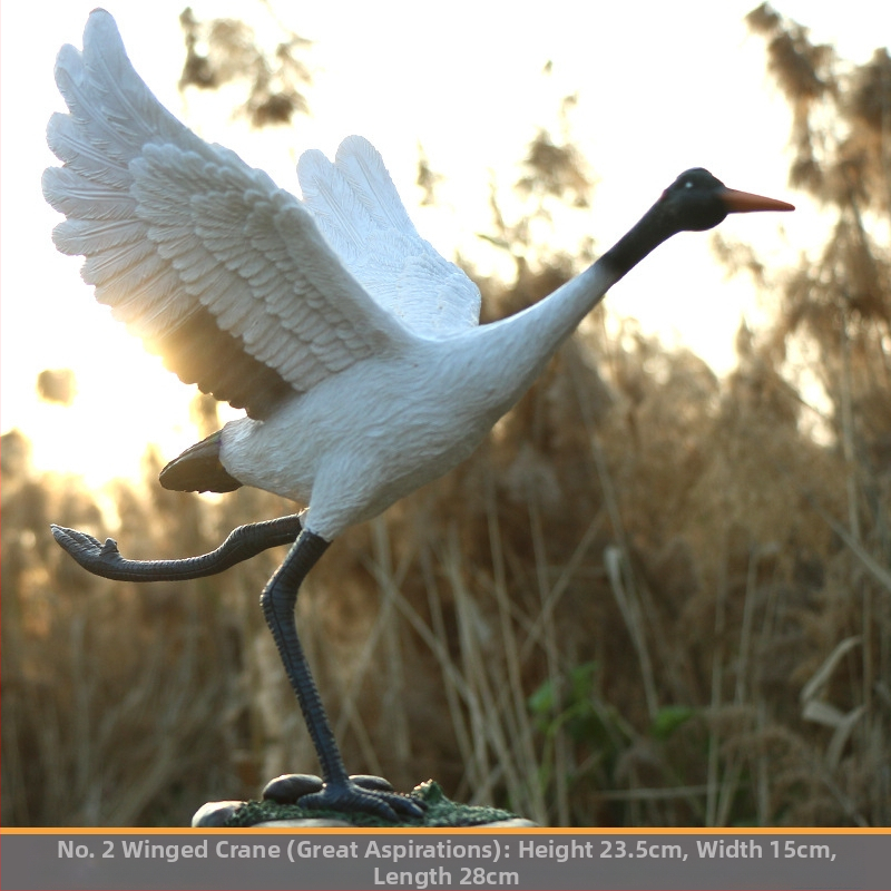 Ornament mini peisaj din rășină cu barza – Material: rășină; Design: animale; Personalizare: Da; Stil: pastoral