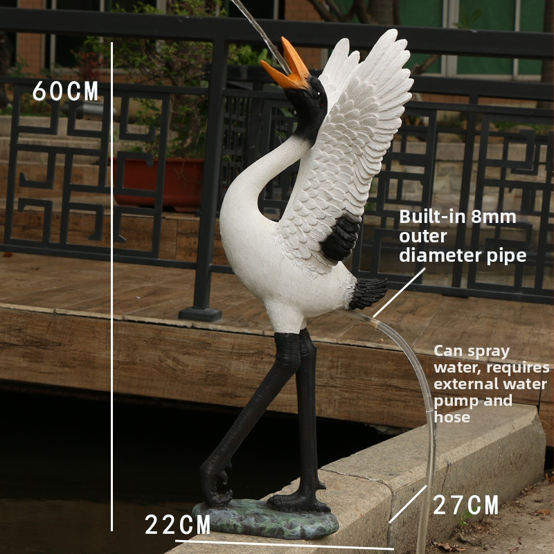 Ornament mini peisaj din rășină cu barza – Material: rășină; Design: animale; Personalizare: Da; Stil: pastoral