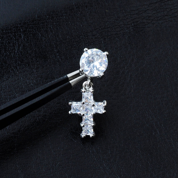 Unisex pupčani prsten od metala s križnim privjeskom, elektroplatirano