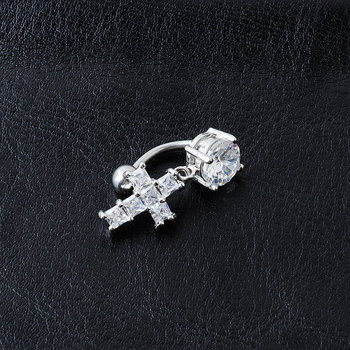 Unisex pupčani prsten od metala s križnim privjeskom, elektroplatirano