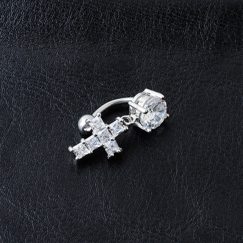 Unisex pupčani prsten od metala s križnim privjeskom, elektroplatirano