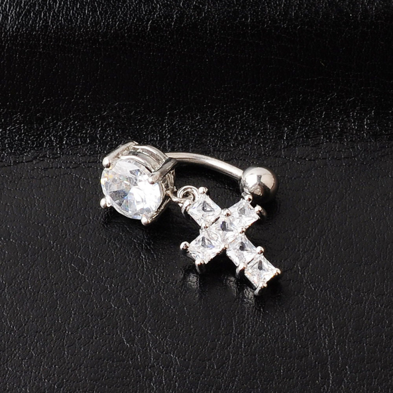 Unisex pupčani prsten od metala s križnim privjeskom, elektroplatirano