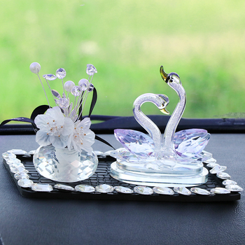Decorațiune auto - Lebădă cu cristal de iubire, rășină, stil tradițional chinezesc, suport parfum, parfum revigorant