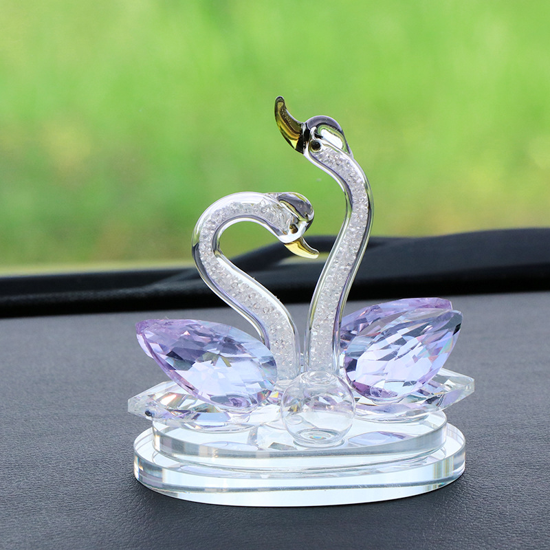 Decorațiune auto - Lebădă cu cristal de iubire, rășină, stil tradițional chinezesc, suport parfum, parfum revigorant