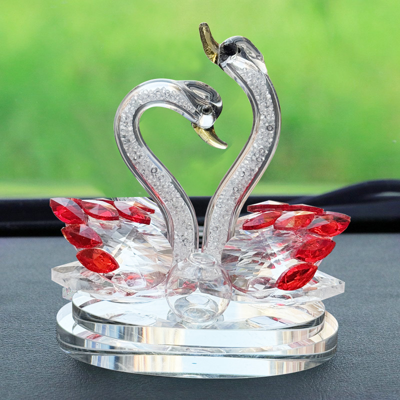 Decorațiune auto - Lebădă cu cristal de iubire, rășină, stil tradițional chinezesc, suport parfum, parfum revigorant