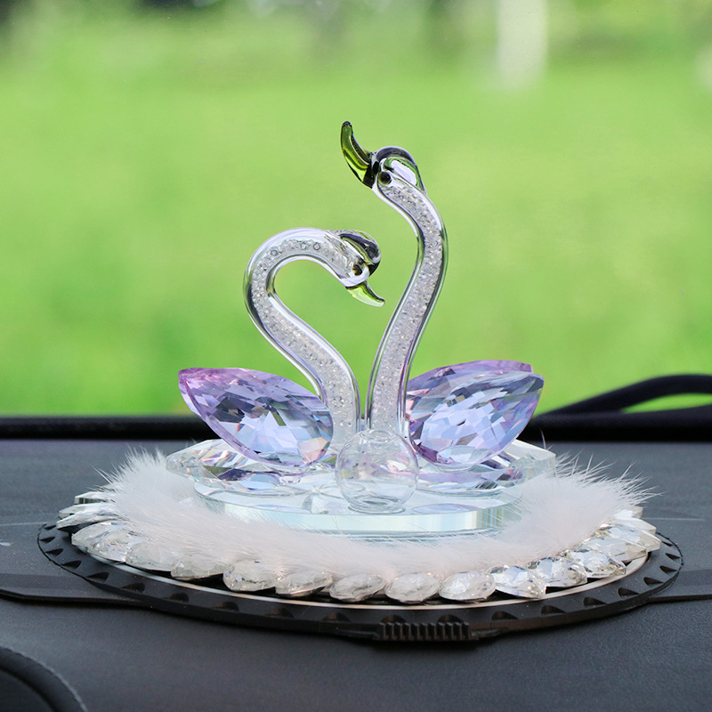 Decorațiune auto - Lebădă cu cristal de iubire, rășină, stil tradițional chinezesc, suport parfum, parfum revigorant