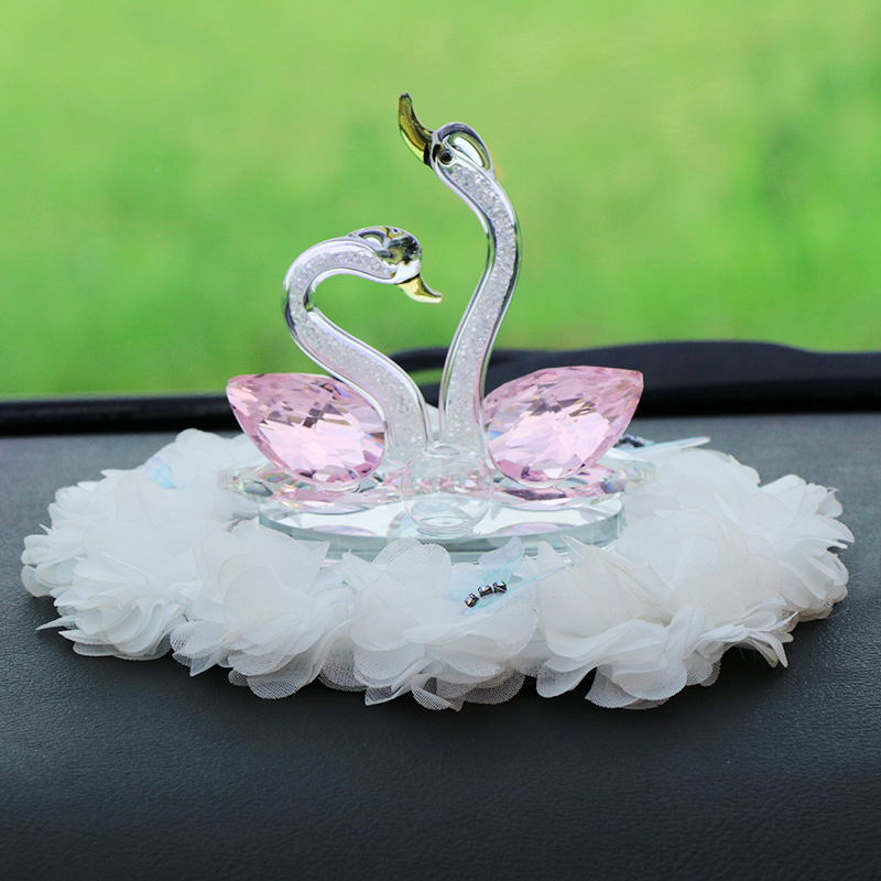 Decorațiune auto - Lebădă cu cristal de iubire, rășină, stil tradițional chinezesc, suport parfum, parfum revigorant