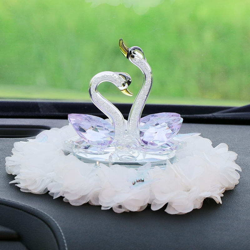 Decorațiune auto - Lebădă cu cristal de iubire, rășină, stil tradițional chinezesc, suport parfum, parfum revigorant