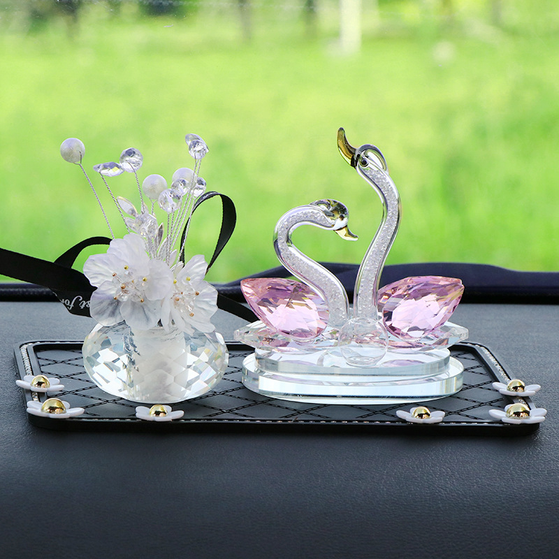 Decorațiune auto - Lebădă cu cristal de iubire, rășină, stil tradițional chinezesc, suport parfum, parfum revigorant