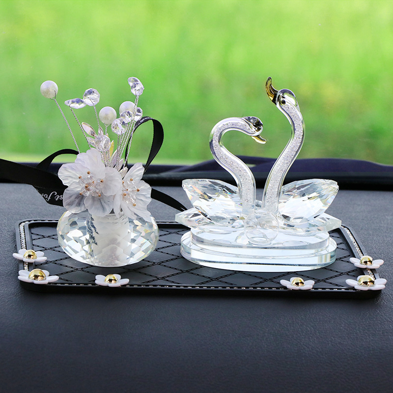 Decorațiune auto - Lebădă cu cristal de iubire, rășină, stil tradițional chinezesc, suport parfum, parfum revigorant
