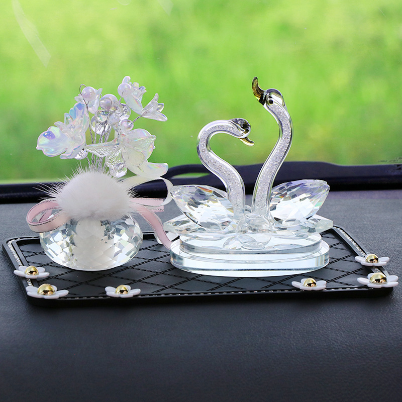 Decorațiune auto - Lebădă cu cristal de iubire, rășină, stil tradițional chinezesc, suport parfum, parfum revigorant