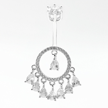 Naba žiedas, 925 sidabro, unisex, lašo formos su cirkoniu