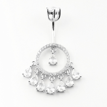 Naba žiedas, 925 sidabro, unisex, lašo formos su cirkoniu