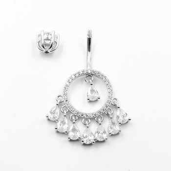 Naba žiedas, 925 sidabro, unisex, lašo formos su cirkoniu