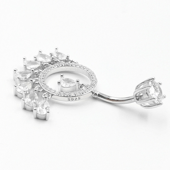 Naba žiedas, 925 sidabro, unisex, lašo formos su cirkoniu