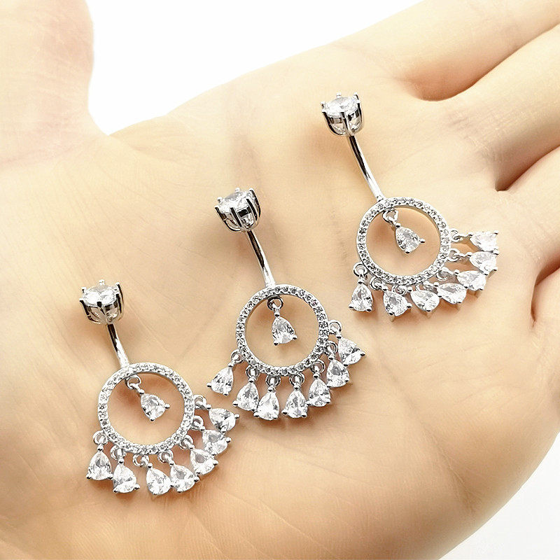 Naba žiedas, 925 sidabro, unisex, lašo formos su cirkoniu