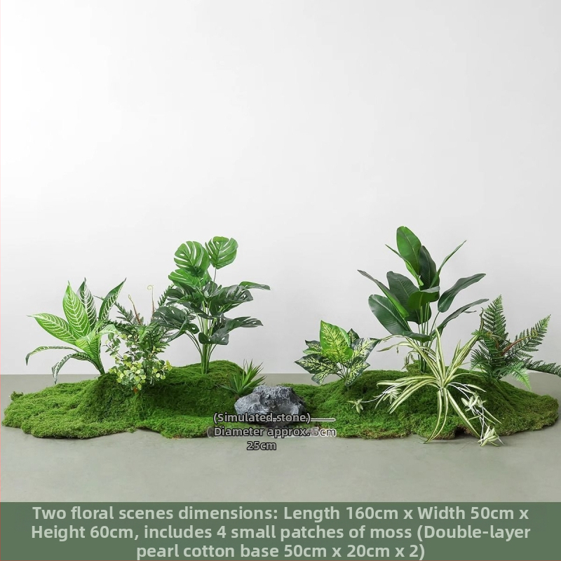 Set decorativ peisaj mușchi artificial — din plastic, turnare prin injecție, stil scandinav casual modern, lux accesibil pentru colțul balconului