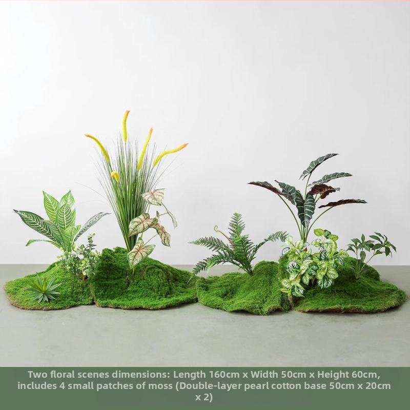Set decorativ peisaj mușchi artificial — din plastic, turnare prin injecție, stil scandinav casual modern, lux accesibil pentru colțul balconului