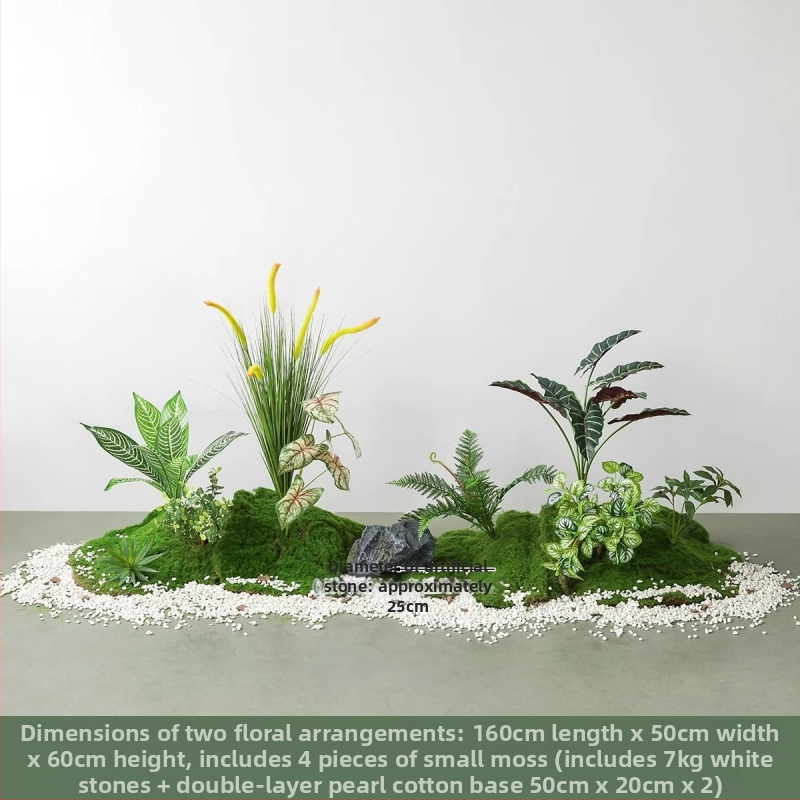 Set decorativ peisaj mușchi artificial — din plastic, turnare prin injecție, stil scandinav casual modern, lux accesibil pentru colțul balconului