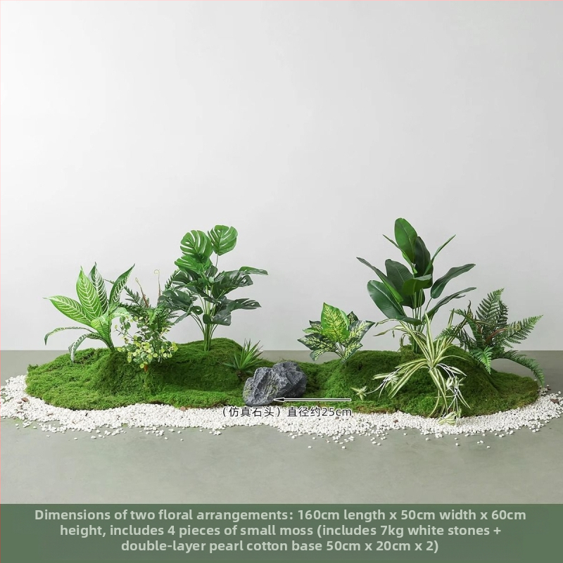 Set decorativ peisaj mușchi artificial — din plastic, turnare prin injecție, stil scandinav casual modern, lux accesibil pentru colțul balconului