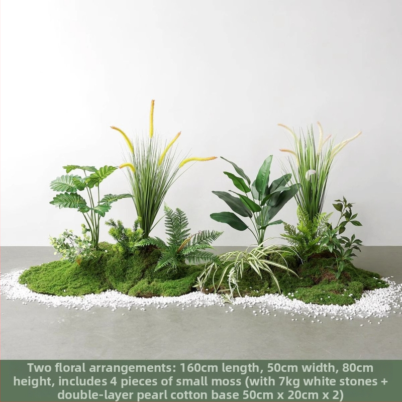 Set decorativ peisaj mușchi artificial — din plastic, turnare prin injecție, stil scandinav casual modern, lux accesibil pentru colțul balconului