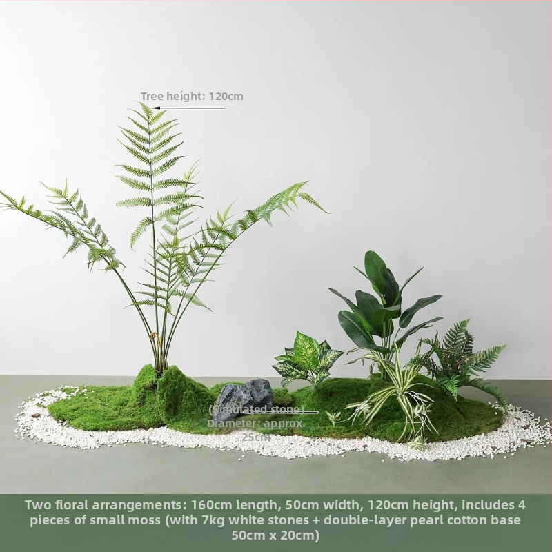 Set decorativ peisaj mușchi artificial — din plastic, turnare prin injecție, stil scandinav casual modern, lux accesibil pentru colțul balconului