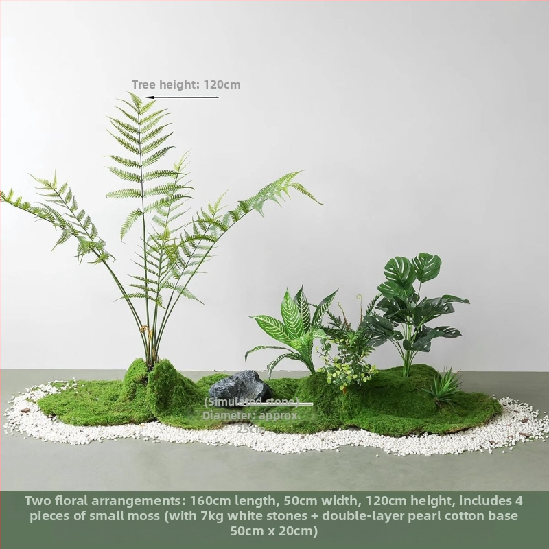 Set decorativ peisaj mușchi artificial — din plastic, turnare prin injecție, stil scandinav casual modern, lux accesibil pentru colțul balconului