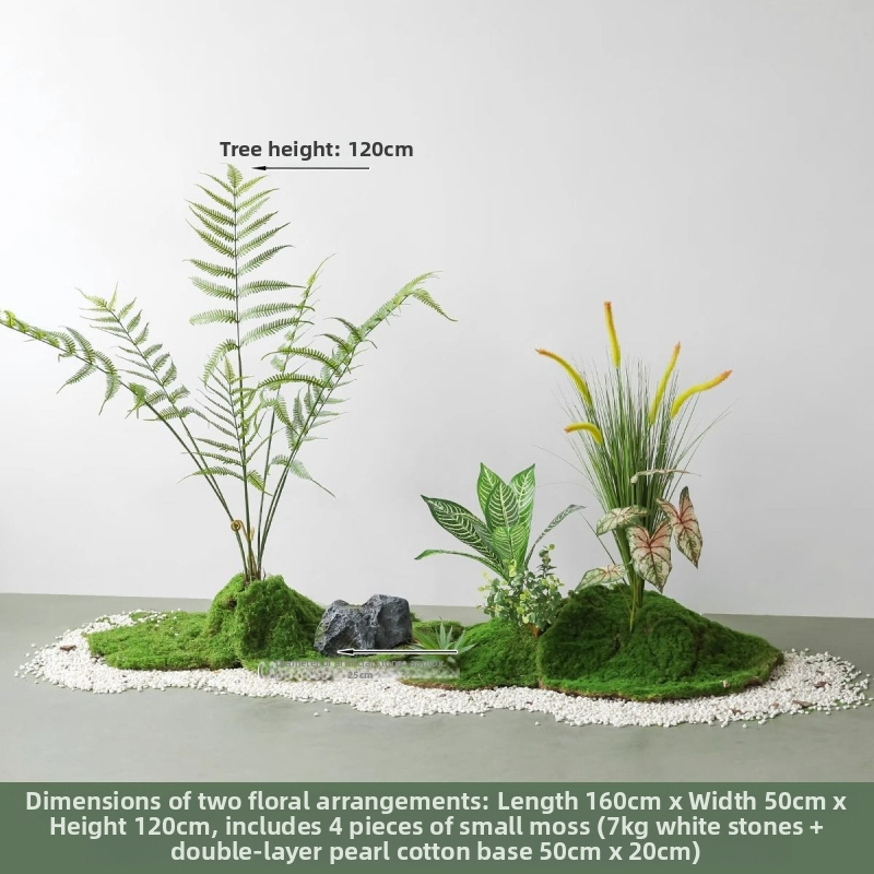 Set decorativ peisaj mușchi artificial — din plastic, turnare prin injecție, stil scandinav casual modern, lux accesibil pentru colțul balconului