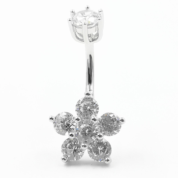 Srebrni prsten za pupak 925, oblik cvijeta, unisex, elektroplatinirano