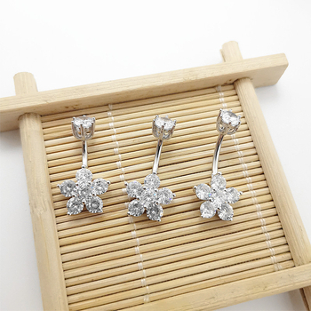 Srebrni prsten za pupak 925, oblik cvijeta, unisex, elektroplatinirano