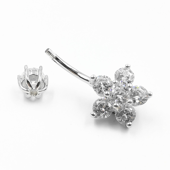 Srebrni prsten za pupak 925, oblik cvijeta, unisex, elektroplatinirano