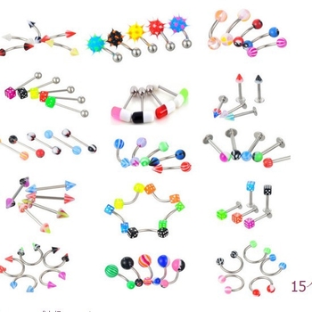 Set akrilnih piercinga za usne i jezik — različiti stilovi, miješane pakete (21/30/42/105 kom), unisex, pojedinačno pakirano