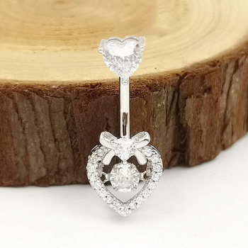 Pilvo žiedas, 925 sidabras, širdies formos, dvigubos galvos kaspinas su cirkonio deimantą, elektroplatinimas