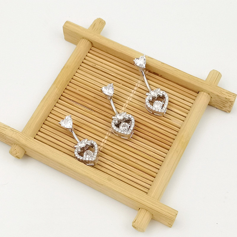 Pilvo žiedas, 925 sidabras, širdies formos, dvigubos galvos kaspinas su cirkonio deimantą, elektroplatinimas