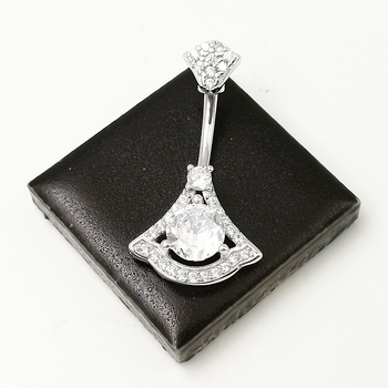 Prsten za pupak • Srebro 925 • Unisex • Geometrijski oblik • Cirkon • Elektropliranje