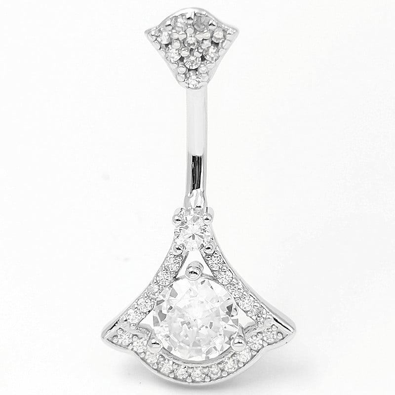 Prsten za pupak • Srebro 925 • Unisex • Geometrijski oblik • Cirkon • Elektropliranje