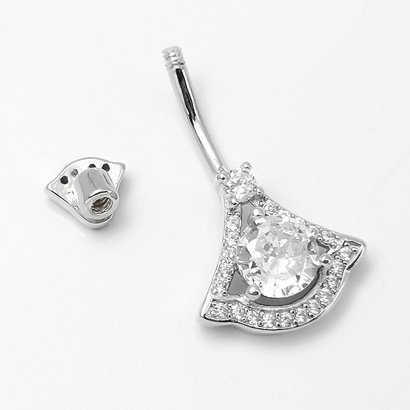 Prsten za pupak • Srebro 925 • Unisex • Geometrijski oblik • Cirkon • Elektropliranje