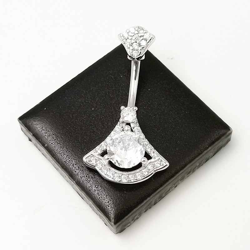 Prsten za pupak • Srebro 925 • Unisex • Geometrijski oblik • Cirkon • Elektropliranje